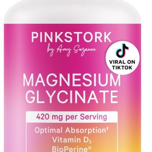 Pink Stork Magnesium Glycinate with Vitamin D - Magnesium Supplement for Women to Support Natural Calm, Mood, and Sleep - Hormone Balance for Women - 60 Capsules, 1 Month Supply