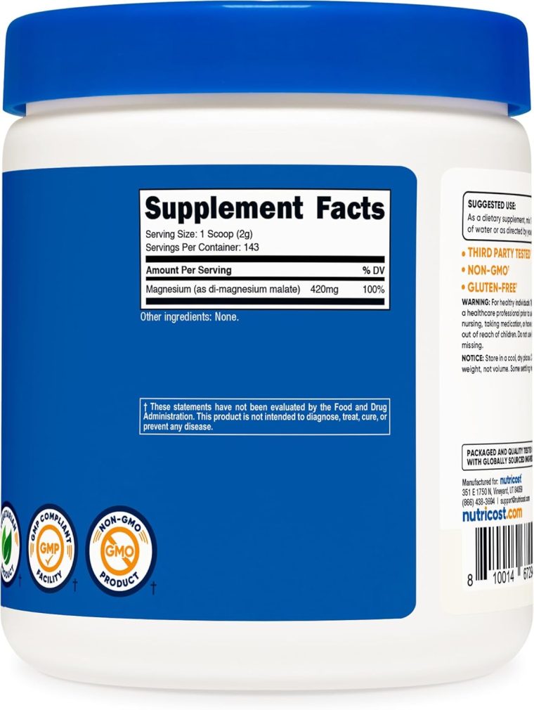 Nutricost Magnesium Malate Powder (300g) - 420mg of Magnesium Per Serving - Non-GMO, Gluten Free - Image 5