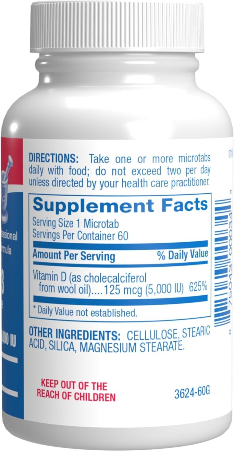 High Strength Vitamin D3 5000 IU - Clinical Formula Vitamin D Supplement for Men and Women for Bone Teeth Muscle Mood and Immune Support - High Absorption Vegetarian Microtabs (60 Day Supply) - Image 9