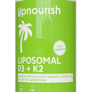 UpNourish Liposomal D3 & K2 MK-7, Advanced Absorption for Optimal Bone and Immune Health, Supplies 5000 IU 125 mcg Vitamin D3 and 100 mcg Vitamin k2 with Organic Coconut Oil, 365 Mini softgels