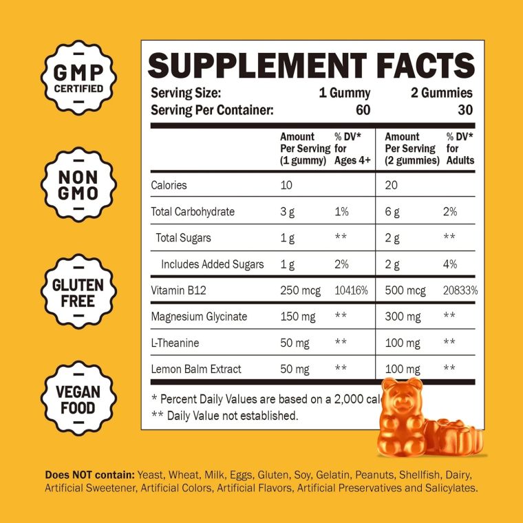Magnesium Glycinate Gummies for Kids & Adults - Magnesium Glycinate 300mg Chewable Supplement - Promotes Sleep, Muscle, Relaxation (60Count) - Image 4