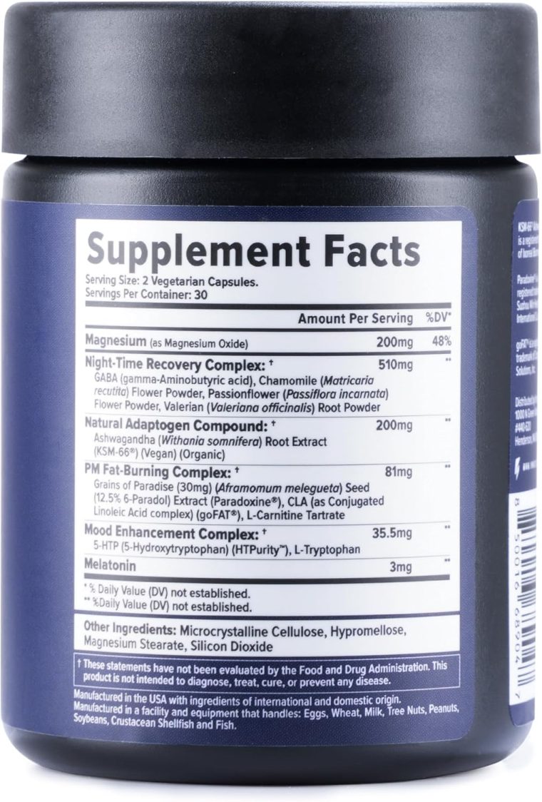 Night Shred Fat Burner and Natural Sleep Support | Ashwaganda, 5-HTP, CLA, Melatonin | Appetite Suppressant | Weight Loss Support Nighttime Fat Burning (60 Vegetarian Capsules) - Image 4