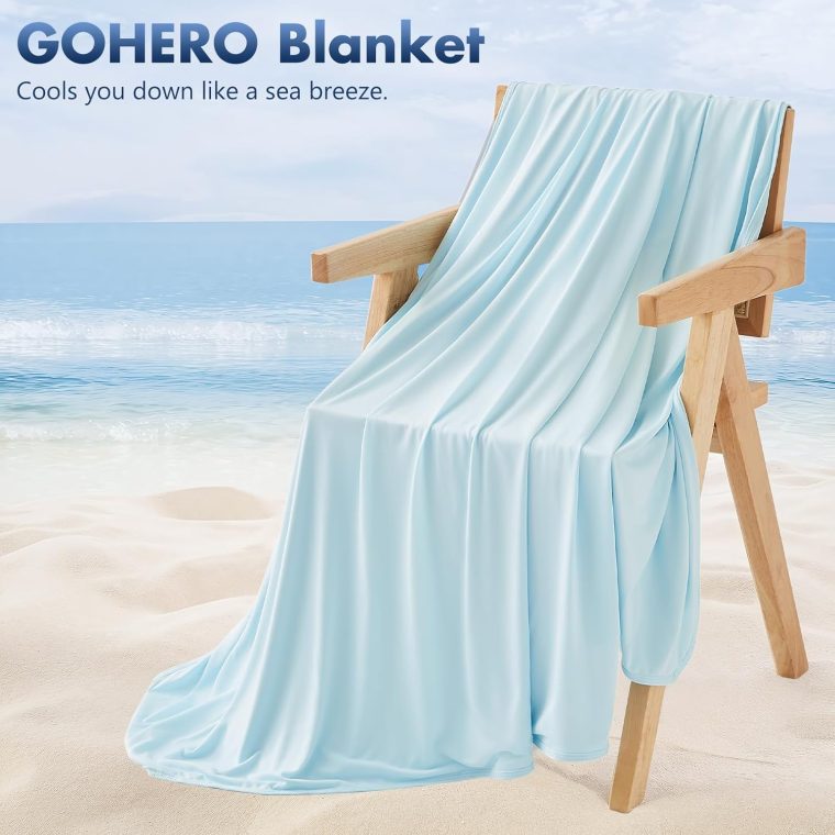 GOHERO Cooling Blanket King - Arc-Chill Q-Max >0.5 Cool Summer Blanket for Hot Sleepers - Double Design Lightweight Absorbs Heat to Keep Cool on Warm Nights(90"x108") Blue - Image 2