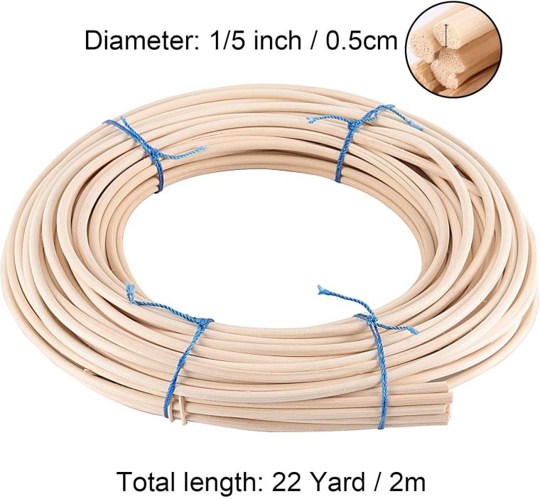 ZOENHOU 22 Yard 1/5 Inch Reed Spline, Durable Wicker Repair Kit, Natural Pliable Cane Webbing Material for Aromatherapy Stick Basket Weaving Winding Layering Modeling - Image 2