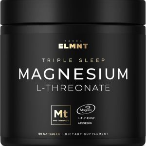 ELMNT Triple Sleep Magnesium Threonate w. Apigenin, Theanine & Magtein Magnesium L-Threonate - Highest Absorption Magnesium Supplement Capsules Natural Sleep Aid for Deep Sleep Calm & Stress Relief