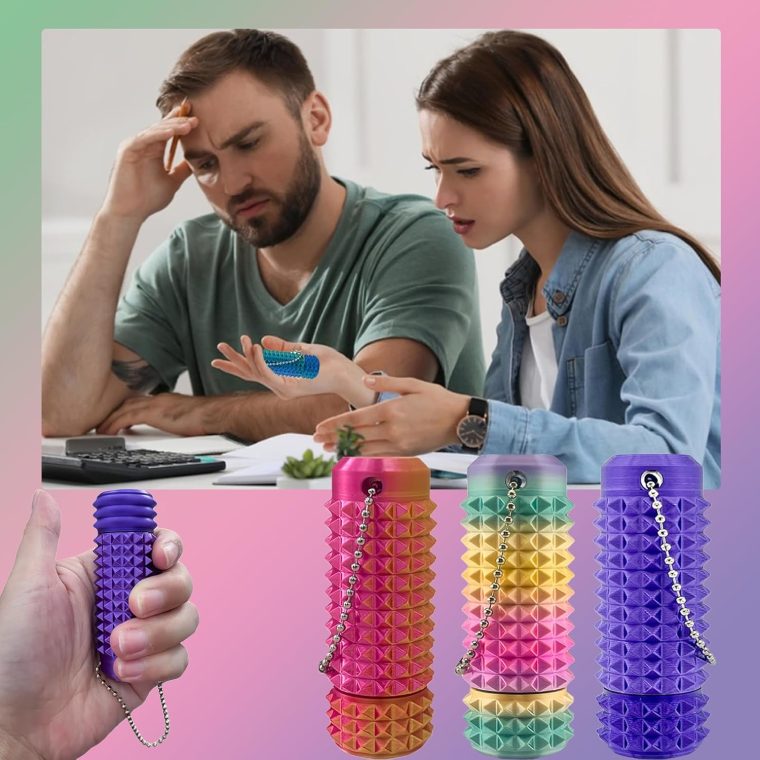 2Pcs Upgrade Little Pain Ouchies Pain Stim Fidget, 3D Printed Fidget Toys Anxiety Relief Items, Rotatable Grippie Stim Keychain, Stim Toys for Autistic Adults, Hard Spiky Sensory Toys, Novelty Gifts - Image 3