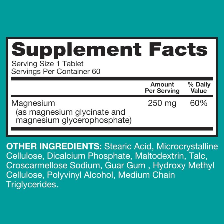 Qunol Magnesium Glycinate Complex, Gentle on Stomach, 250mg One Pill Dose, Superior-Absorption Magnesium, Nerve, Bone and Muscle Health Supplement, 60 Count (Pack of 1) - Image 6