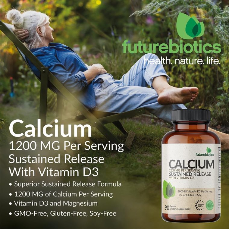 Futurebiotics Calcium 1200 MG Per Serving Sustained Release with Vitamin D3 1000 IU Per Serving Non-GMO, 90 Vegetarian Tablets - Image 3