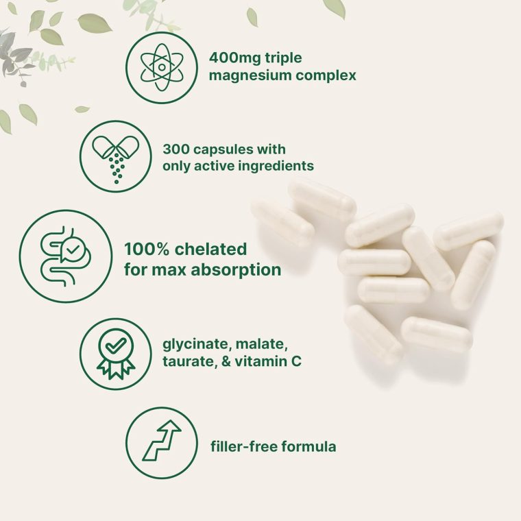 Micro Ingredients Pure Magnesium Complex, 300 Capsules | Triple Magnesium Glycinate, Malate, Taurate with Vitamin C | 100% Chelated | Supports Muscles, Nerves, & Energy | Only Active Ingredients - Image 3