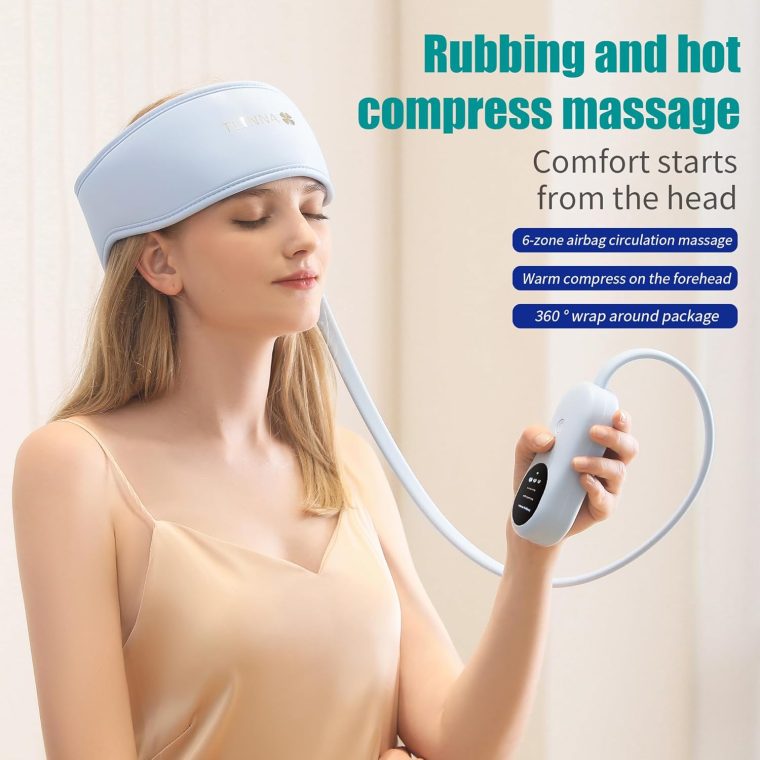 Head Massager,Scalp Massager,Relief Headaches,Fatigue,Stress,Sleep aid,Hangover with Airbag Kneading,Constant Temperature Hot Compress for Head - Image 2