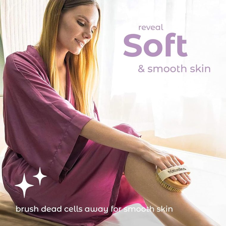 MainBasics Dry Brushing Body Brush for Lymphatic Drainage, Dry Skin, Cellulite, Blood Circulation with Exfoliating Natural Bristles and Massage Nodes for Flawless Skin - Image 7