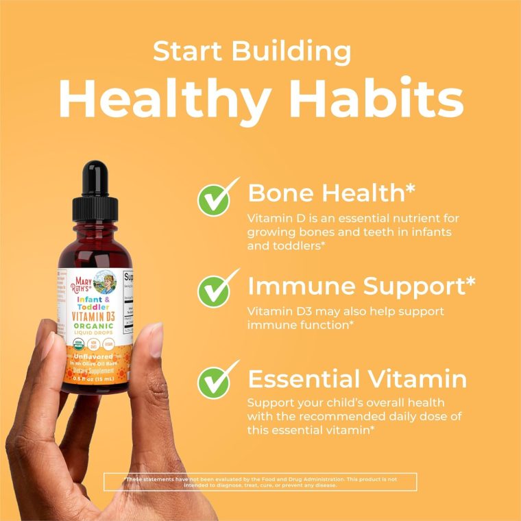 MaryRuth Organics USDA Organic Vitamin D Drops | Vitamin D3 Liquid | Sugar Free | Liquid Vitamin D Drops Immune Support for Infants & Toddlers | VIT D3 | Gluten Free | Non-GMO | 90-150 Servings - Image 2