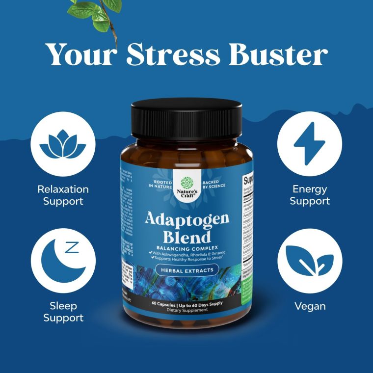 Herbal Adaptogen Mood Support Supplement - Calming Adaptogens Supplement for Stress & Cortisol Management with Ashwagandha Rhodiola Rosea & Maca Root - Vegan Non GMO & Daytime Friendly - 60ct - Image 4