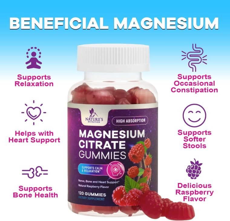 Magnesium Gummies Supplement - High Absorption Magnesium Citrate Supplement for Adults & Kids - Nature's Calm Magnesio Gummy Dietary Supplements for Bone, Muscle Health, Heart Support - 120 Gummies - Image 5