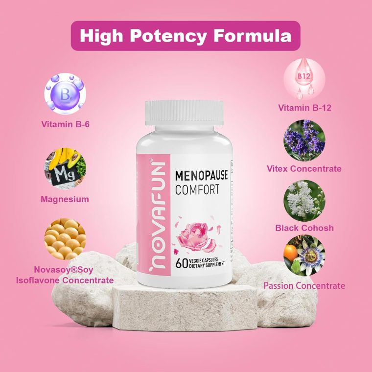 Menopause Relief Capsules for Women, Novasoy Soy Isoflavone, Black Cohosh, Passion Flower, Vitex, Vitamin B6, Vitamin B12, Magnesium, 60 Count - Image 3