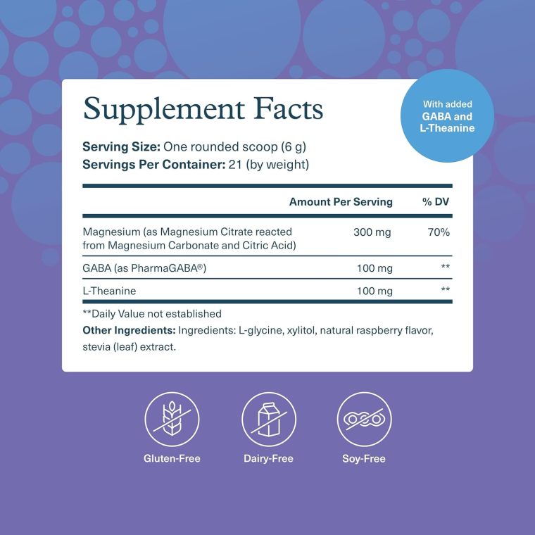 Youtheory Relax Magnesium Powder - Vegan Stress Relief Supplement with L-Theanine & GABA* - Supports Relaxation* - Dairy, Soy & Gluten Free - Berry, 4.4 oz - Image 2
