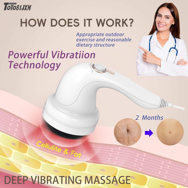 Handheld Cellulite Massager, Body Sculpting Machine, Lymphatic Drainage Massager, Stomach Massager with Lipo Roller for Belly Fat, Electric Vibrating Massage wand for Butt Waist Leg Arms Used at home. - Image 4