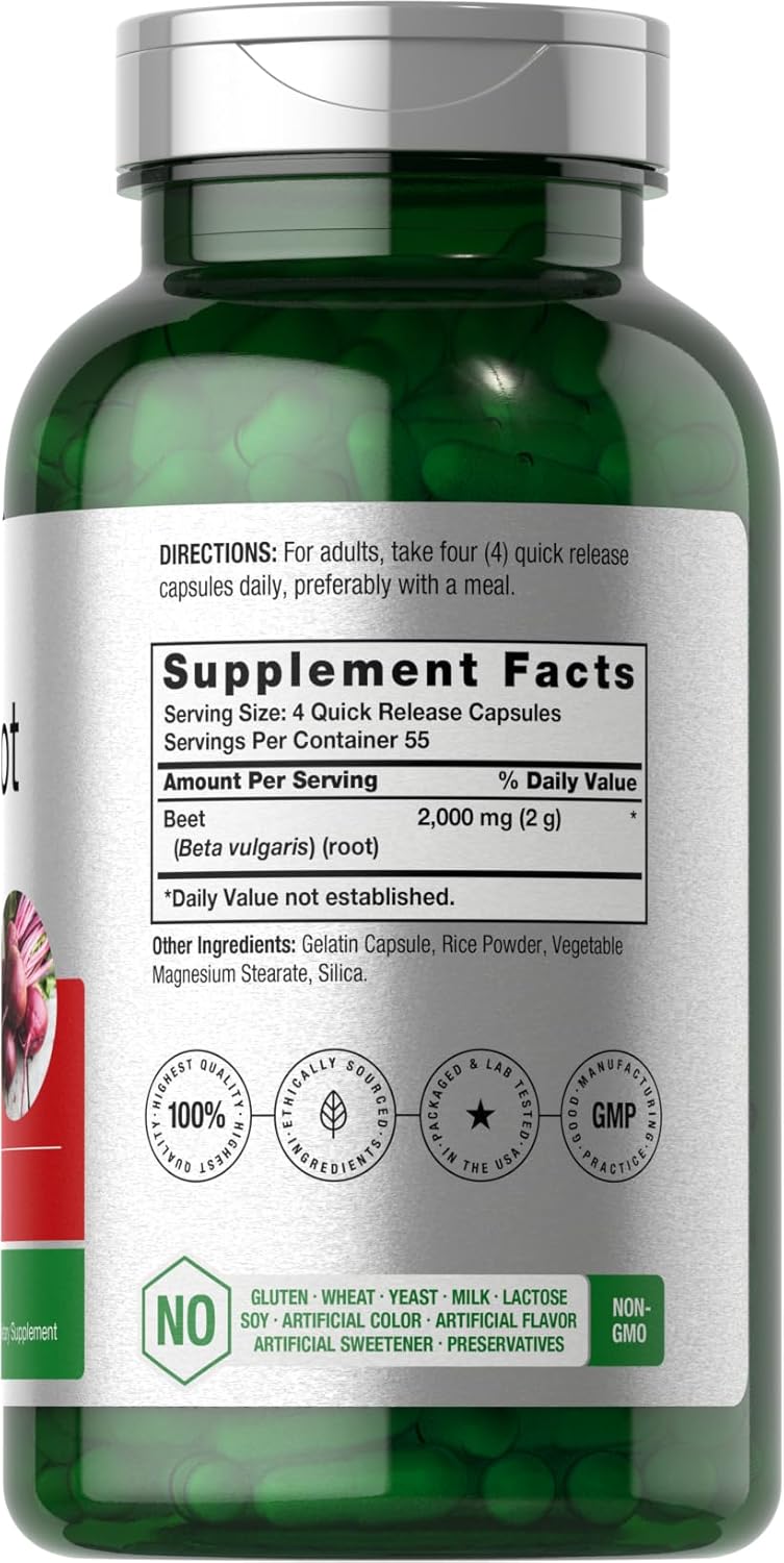 Horbäach Beet Root Powder Capsules | 220 Pills | Herbal Extract | Non-GMO, Gluten Free Supplement - Image 2