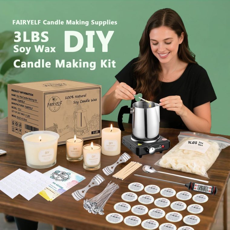 Soy Wax Candle Making Kit Supplies With Wax Melter, Natural Candle Wax for Candle Making - DIY Candles Making Supplies, Including 3lbs Soy Wax Flakes, Melting Pot, Electric Stove, Candle Wick - Image 7