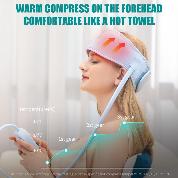 Head Massager,Scalp Massager,Relief Headaches,Fatigue,Stress,Sleep aid,Hangover with Airbag Kneading,Constant Temperature Hot Compress for Head - Image 4