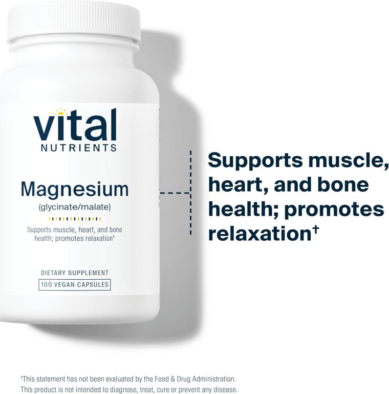 Vital Nutrients Magnesium Glycinate + Malate | 120mg Vegan Magnesium Supplement for Women and Men | Muscle, Heart, Bone Support* | Promotes Relaxation | Gluten, Dairy and Soy Free | 100 Capsules - Image 3