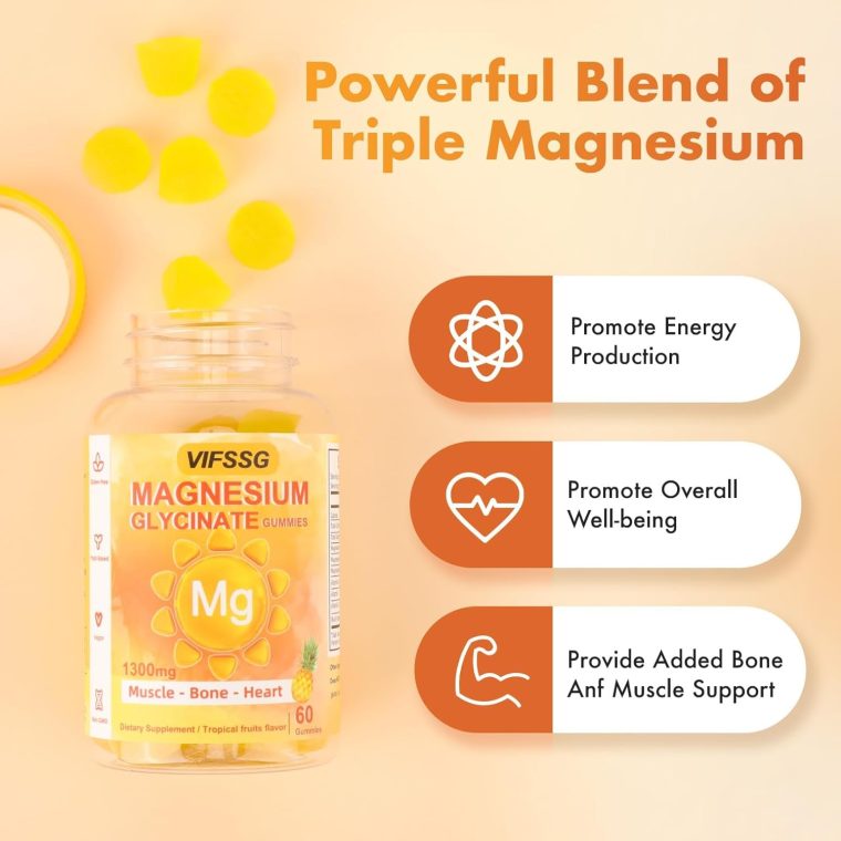Magnesium Glycinate Gummies 500 Mg, Triple Magnesium Complex Sugar-Free Gummies with Malate 400 Mg, Citrate 400 Mg, Magnesium Supplement Chewable for Women & Men Vegan, Organic 60 Count - Image 3