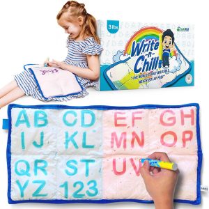 LakiKid Writable Weighted Lap Pad for Kids – 3lbs Writable Lap Heavy Blanket for Classroom, Travel, Calming & Relaxation, Weighted Blanket for Adults & Kids to Support Focus & Sensory Learning