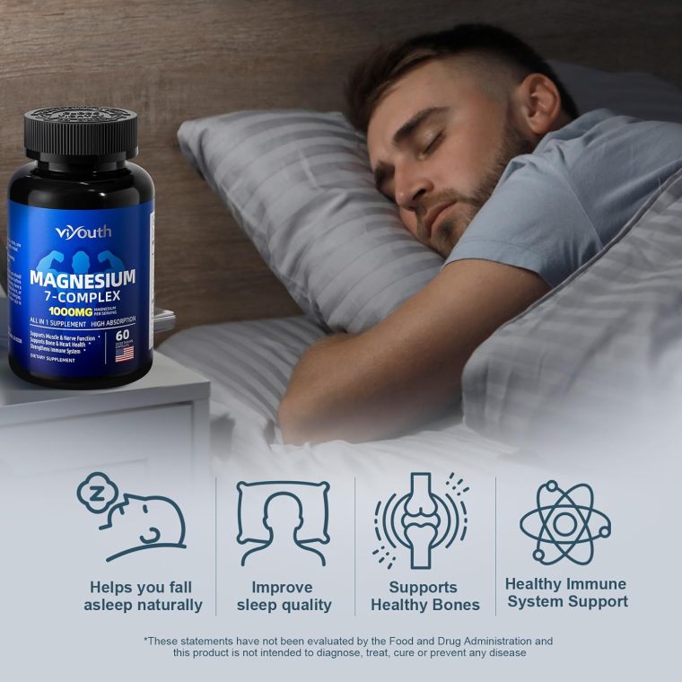 Glycinate Supplement, Magnesium 7 Complex Advanced with Citrate Malate Chelate Taurate Orotate Aspartate, Capsules with Zinc, Vitamin D3 & B6 for Sleep, Muscle Relief, 60 Capsules - Image 5