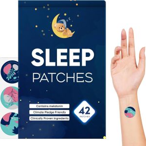 Sleep Patches, Sleep Patches for Adults, Easy-to-Apply Sleep Patch with Valerian & Melatonin for Men and Women, Long-Lasting Night, Upgraded Deep 42 Pack-BLUE