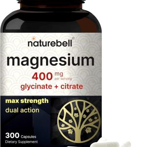 Magnesium Complex 400mg, 300 Capsules | Glycinate, Citrate | Chelated & Purified | Bone, Heart & Digestion Support | Non-GMO