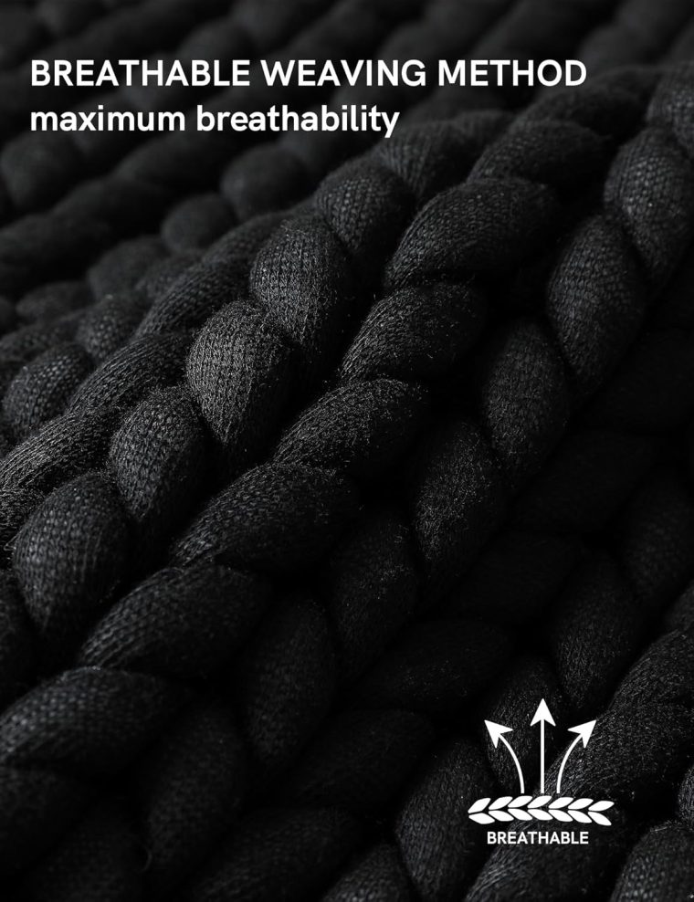 YnM Chunky Throw Blanket, Medium-Weight, Hand Knitted, Skin Friendly, Ventilated and Breathable, Machine Washable, Home Décor Piece for Couch, Sofa and Bed (Black, 60x80 Inch) - Image 5