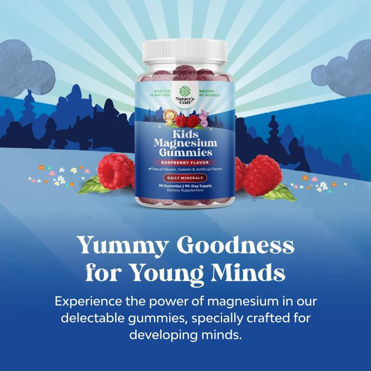 Kids Magnesium Gummies - Calm Relaxing Mg Citrate Supplement with Raspberry Flavor - Calm Magnesium Supplement for Nerve Health, Muscles & Healthy Heart Support - Mag Citrate Gummies, 90 Count Pack - Image 6