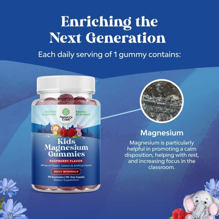 Kids Magnesium Gummies - Calm Relaxing Mg Citrate Supplement with Raspberry Flavor - Calm Magnesium Supplement for Nerve Health, Muscles & Healthy Heart Support - Mag Citrate Gummies, 90 Count Pack - Image 7