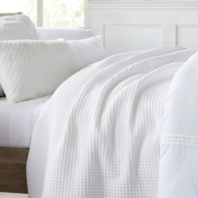 100% Cotton Waffle Weave Bed Blanket | Soft, Breathable, and Lightweight Blanket for All-Season | Perfect for Layering | Brielle Collection (King, White) - Image 5