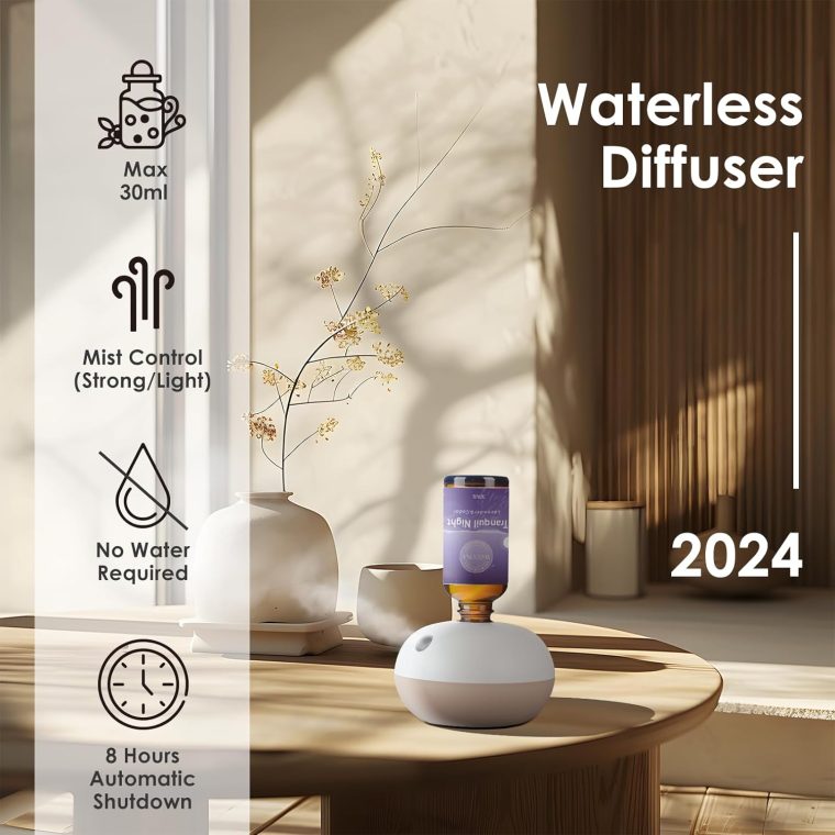 Rechargeable Waterless Essential Oil Diffuser - 2 Mist Modes Scentiment Scent Diffuser Starter Kit with 2 Essential Oils Set - 8 Hours Automatic Shutdown Scent Diffusers for Home - Image 2