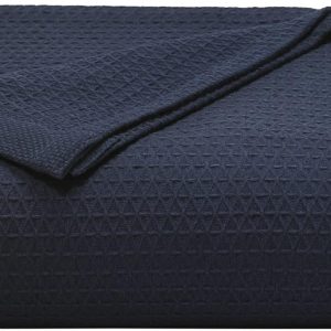 Nautica - King Blanket, Diamond Weave Cotton Bedding, Medium-Weight for All Seasons, Oeko-Tex Certified (Baird Navy)