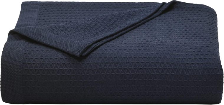 Nautica - King Blanket, Diamond Weave Cotton Bedding, Medium-Weight for All Seasons, Oeko-Tex Certified (Baird Navy)