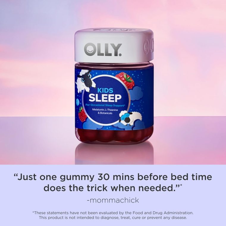 OLLY Kids Sleep Gummy, 0.5mg Melatonin, L Theanine, Chamomile, and Lemon Balm, Childrens Chewable Supplement, Raspberry - 50 Count - Image 7