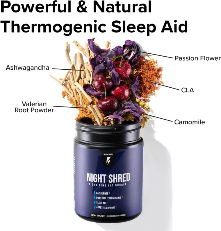 Night Shred Fat Burner and Natural Sleep Support | Ashwaganda, 5-HTP, CLA, Melatonin | Appetite Suppressant | Weight Loss Support Nighttime Fat Burning (60 Vegetarian Capsules) - Image 8