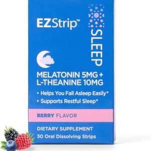 Sleep Aid Supplement - Berry Flavor, 30 Count - Dissolving Sleep Strips with Melatonin and L Theanine for Support with Falling Asleep - Made in The USA, Sugar and Gluten-Free