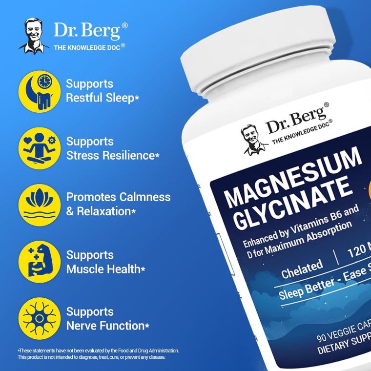 Dr. Berg Maximum Strength 4-in-1 Chelated Magnesium Glycinate with Clean, Potent & Pure Ingredients | 4X Lab-Tested & Verified | USA Formulated Magnesium Supplement Capsules | 90 Capsules - Image 2