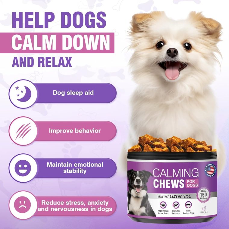 Hemp Calming Chews for Dogs 300 Calming Dog Anxiety and Stress Relief Treats Calm Bites Hemp Oil Sedative for Puppy Sleep Aid Melatonin Fireworks Noise, Thunder, Barking, Vet Visit (Chicken Flavor) - Image 2