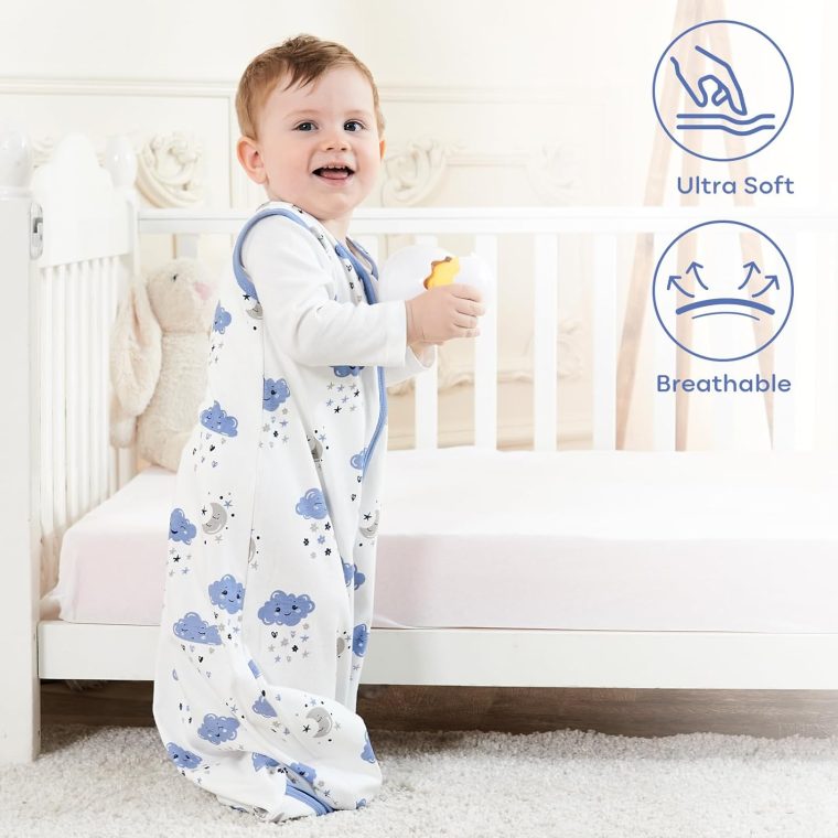 Yoofoss Baby Sleep Sack 0-6 Months Baby Wearable Blanket 100% Organic Cotton 2-Way Zipper TOG 0.5 Toddler Sleeping Sack 3, Lightweight Sleep Sacks for Babies - Image 3