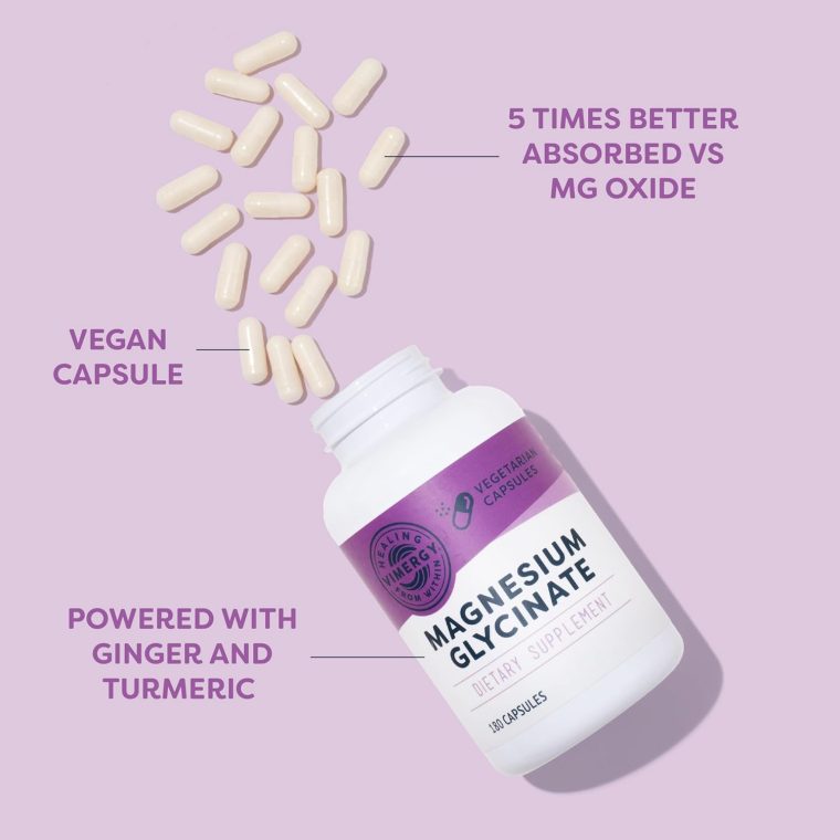 Vimergy Magnesium Glycinate – Stress Support – Chelated to Avoid Tummy Upset*– Promotes Heart Health & Energy*– Kosher, Vegan Gluten-Free – 180 Caps - Image 3