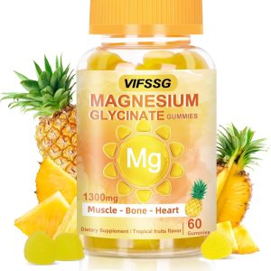 Magnesium Glycinate Gummies 500 Mg, Triple Magnesium Complex Sugar-Free Gummies with Malate 400 Mg, Citrate 400 Mg, Magnesium Supplement Chewable for Women & Men Vegan, Organic 60 Count