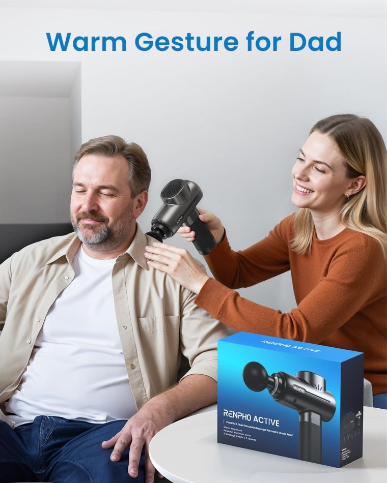 RENPHO Massage Gun Deep Tissue, FSA HSA Eligible Portable Percussion Massager for Back and Neck, Gifts for Men Women, Handheld Device with Carry Case, Active - Image 4