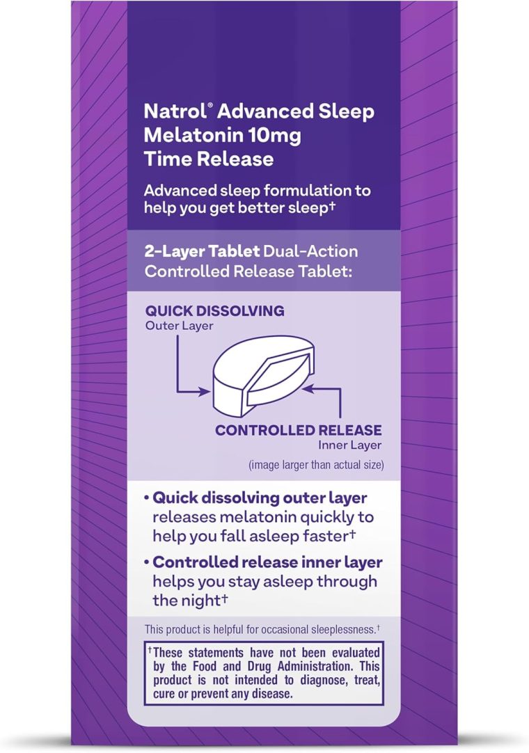 Natrol Melatonin 10mg Tablets, Advanced Sleep Dietary Supplement for Restful Sleep, 100 Melatonin Time Release Tablets, 100 Servings - Image 10