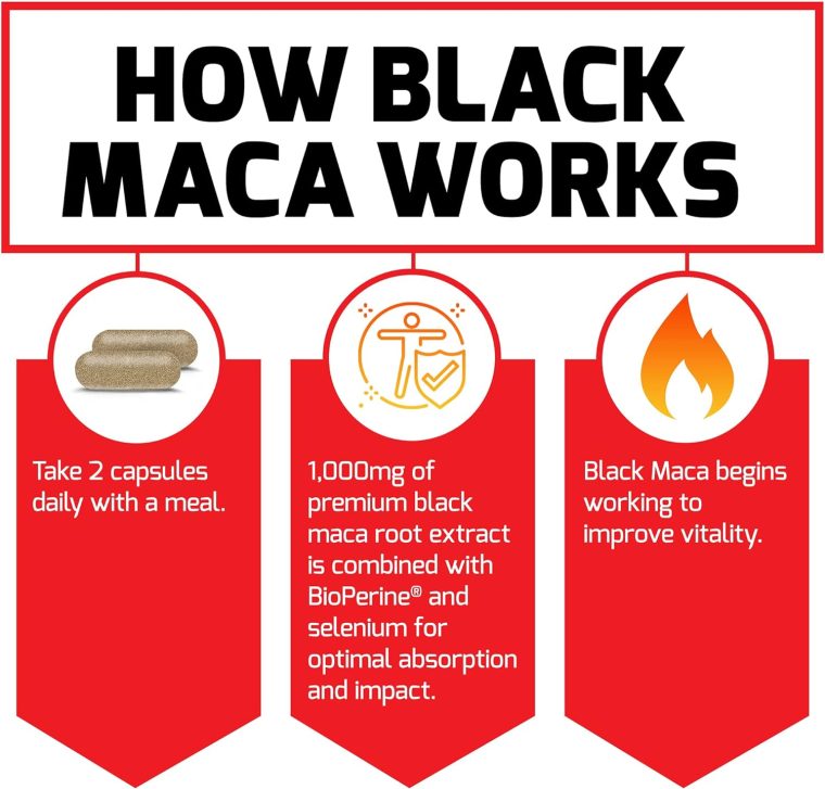 Force Factor Black Maca Root Vitality Supplement for Men with Superior Absorption and Power, Natural Maca Negra Extract, Fundamentals Series, 1000mg, 60 Capsules (Pack of 3) - Image 5