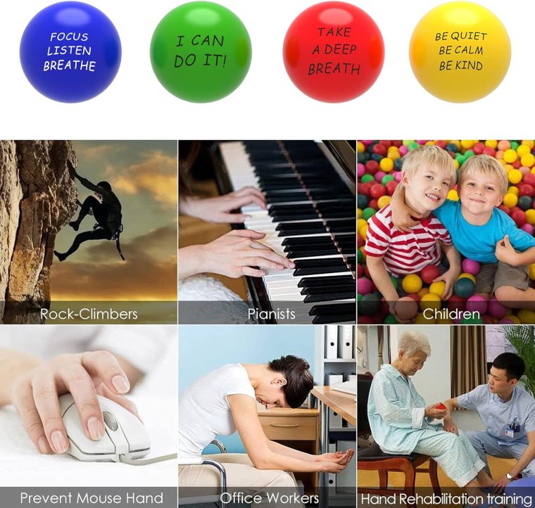 ALMAH Motivational Stress Balls for Kids and Adults (4 Pack), Stress Relief Balls, Hand Exercise Therapy Balls for Anxiety, Fidget, Tension, Manage Anger and Stress - Image 7
