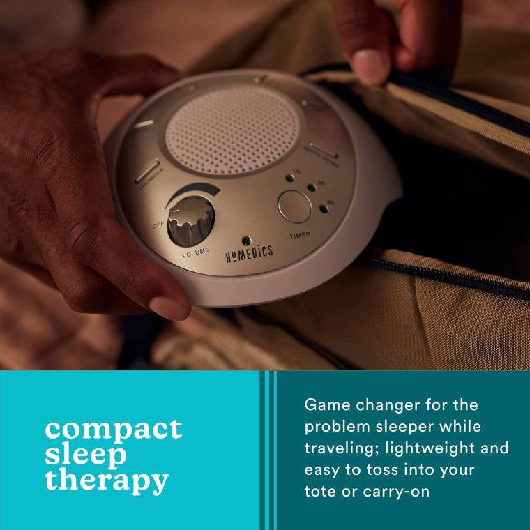 Homedics SoundSleep White Noise Sound Machine, Silver, Small Travel Sound Machine with 6 Relaxing Nature Sounds, Portable Sound Therapy for Home, Office, Nursery, Auto-Off Timer, by Homedics - Image 6